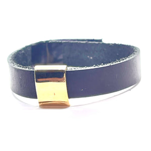 solid gold bar on leather band